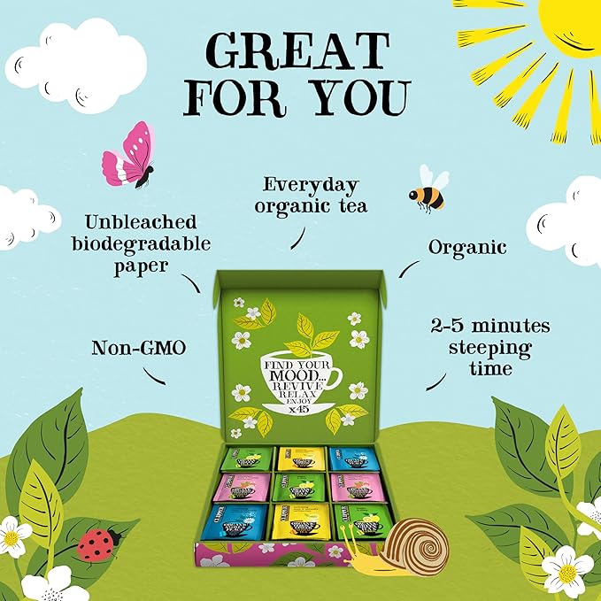 Clipper Tea: Organic Herbal & Green Tea Set, Gift Box – Tea Selection & Sampler with 5 Flavors