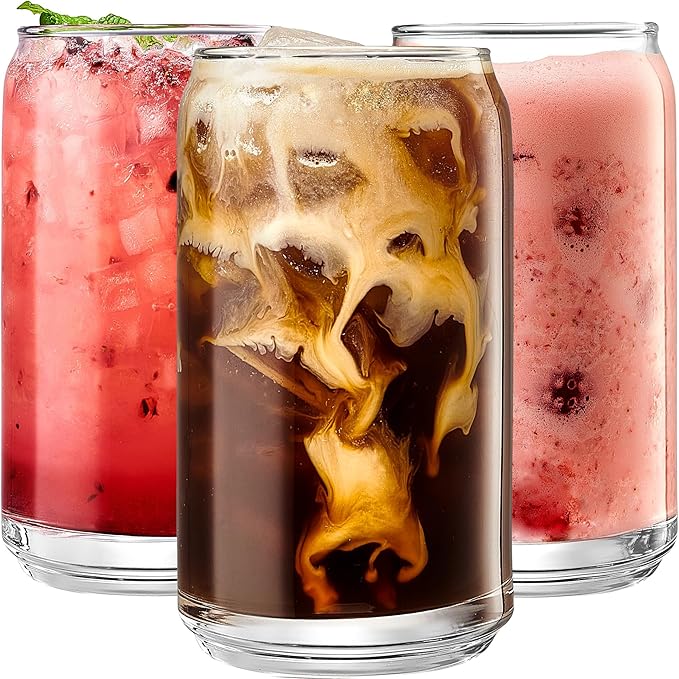 Le'raze Can-Shaped Margarita Drinking Glasses, Set of 6 (16oz)