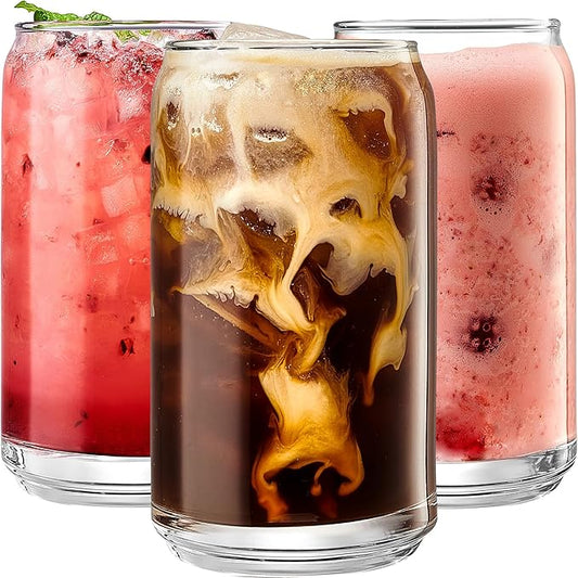 Le'raze Can-Shaped Margarita Drinking Glasses, Set of 6 (16oz)
