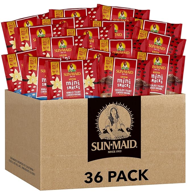 Sun-Maid Vanilla & Chocolate Yogurt Coated Raisins Variety Pack - (36 Pack) 0.5 oz Mini Snack-Size