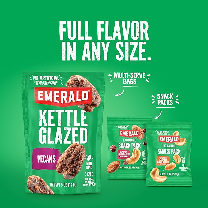 Emerald Nuts Dry Roasted Almonds 7ct (1-Pack) | 100-Calorie Individual Snack Packs | Plant-Based
