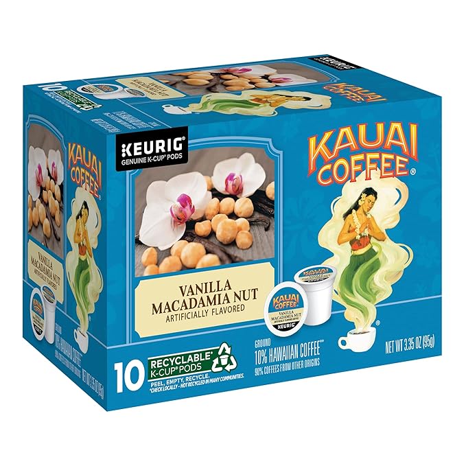 Kauai Coffee K-Cup Pods for Keurig Brewers – Arabica Coffee, 10% Hawaiian – Mild, Medium and Dark