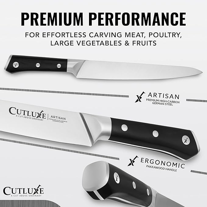 Cutluxe Turkey Carving Knife Set Carving Fork & Knife for Meat, BBQ, Brisket Razor Sharp Premium