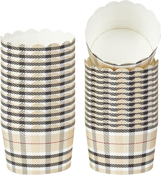 Panificio 10 Ounce Cupcake Wrappers, 200 Scalloped Baking Cups - Oven-Ready, Greaseproof, Plaid