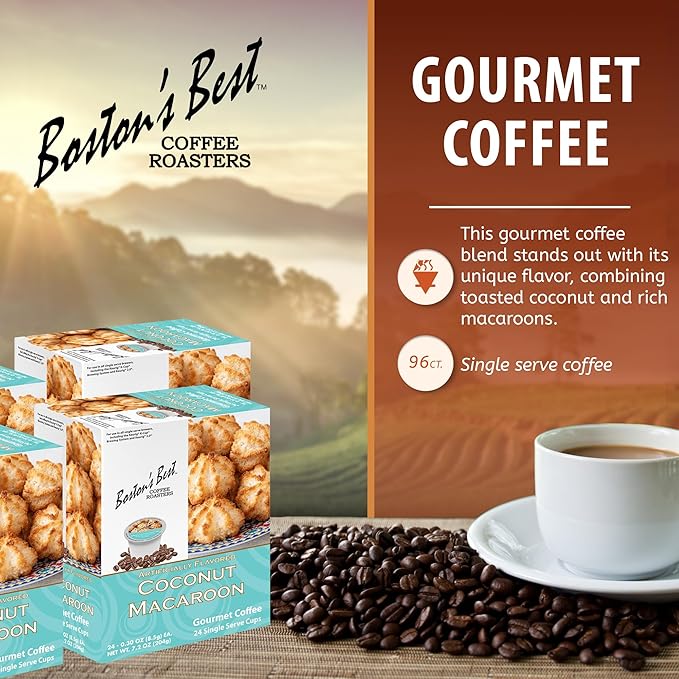 Boston’s Best - Coconut Macaroon Flavored Delicious Gourmet Coffee, Compatible with Keurig Coffee