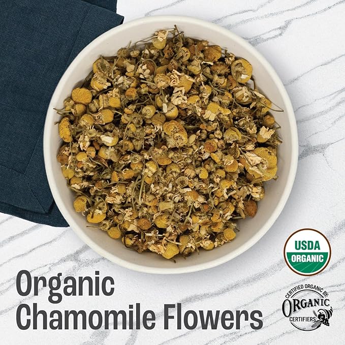 J Mac Botanicals, Organic Chamomile Flowers (1 pound), Certified USDA Organic. Whole Dried