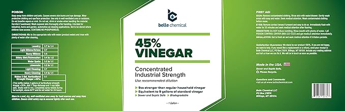Belle Chemical 45% Pure Vinegar - Concentrated Industrial Grade (4-Gallons)