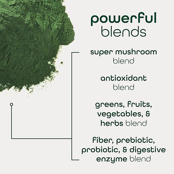 Zena Nutrition Organic Super Greens Powder, 70+ Superfoods, 0 Sugar, 3G Fiber, Spirulina