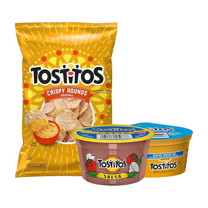 Tostitos Tortilla Chips Chip & Salsa Pack, 3oz Tostitos Crispy Rounds & 3.8oz Medium Salsa (16