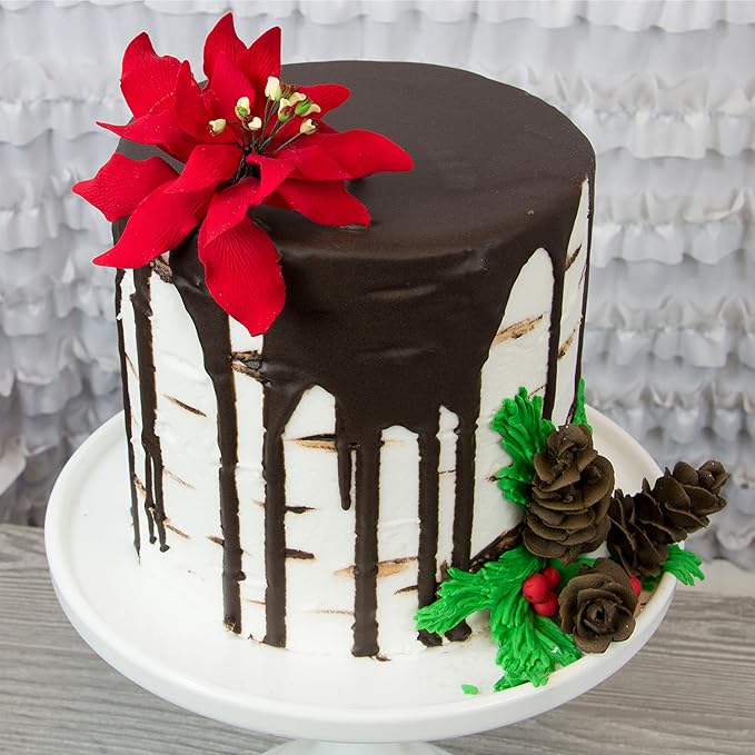 Global Sugar Art Poinsettia Sugar Cake Flowers, Fancy, Large Red, 3 Count by Chef Alan Tetreault.