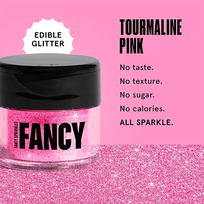 Fancy Sprinkles Tourmaline Pink Premium Edible Glitter, 100% Edible Glitter for Sparkling Food &