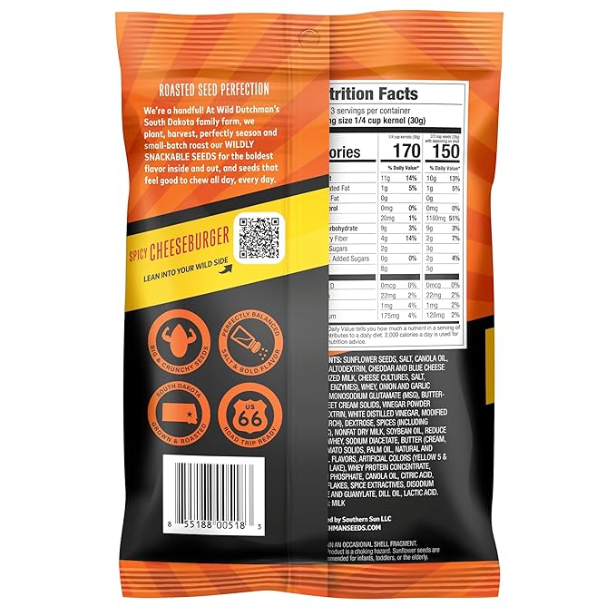 Wild Dutchman, Roasted Sunflower Seeds, Mouth Friendly Recipe for All Day Snacking, Spicy