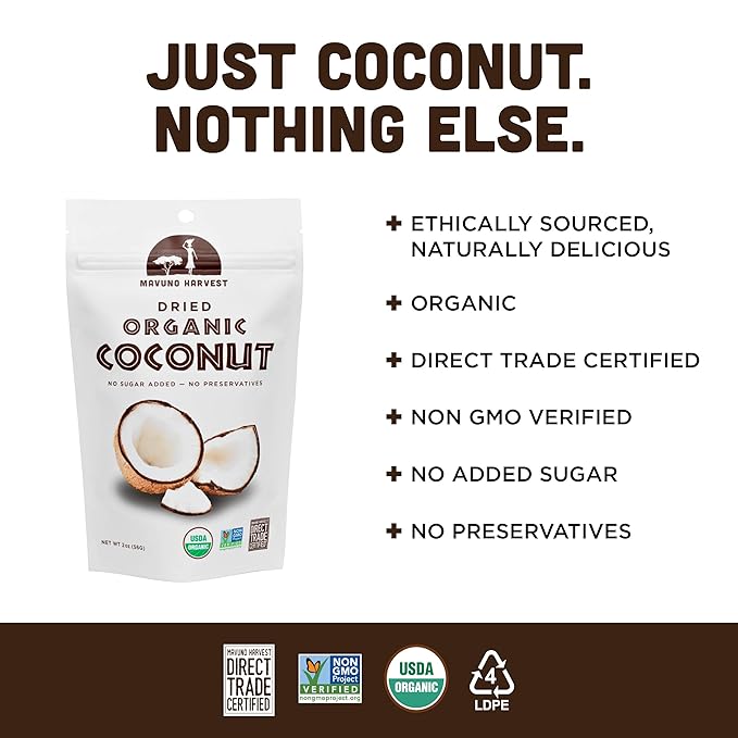 Mavuno Harvest Organic Dried Fruit Variety Pack | Dried Mango, Coconut, and Dates | Healthy, Vegan