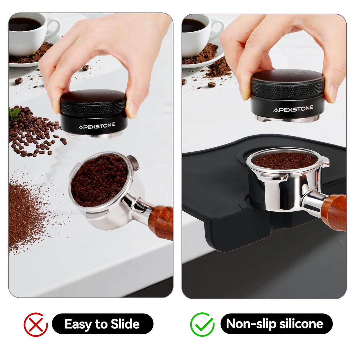 Apexstone Silicone Coffee Tamper Mat 8 Inch X 6 Inch, Espresso Silicone Mat, Espresso Tamper Mat