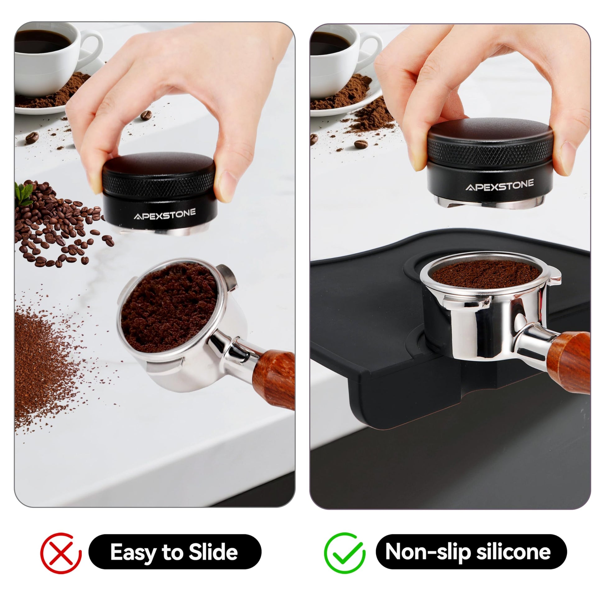 Apexstone Silicone Coffee Tamper Mat 8 Inch X 6 Inch, Espresso Silicone Mat, Espresso Tamper Mat