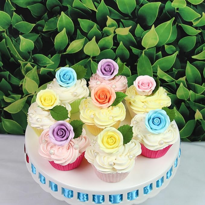 Global Sugar Art Premium Edible Roses, Assorted Spring Colors, Unwired, Medium 1.5 inches, 12 Count