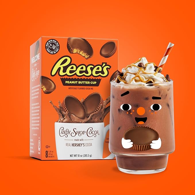 Candy Shop Cocoa REESE'S Peanut Butter Cup Cocoa Mix, Hot Chocolate, Make Hot or Iced Cocoa, Made