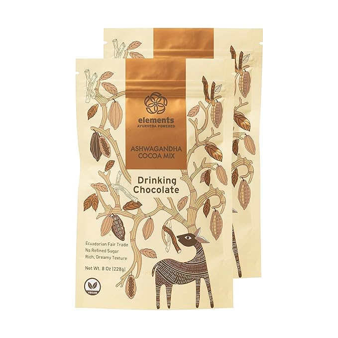 Elements Truffles Ashwagandha Dark Hot Chocolate -Heavy Metal Tested- All-Natural, Handmade, Dark