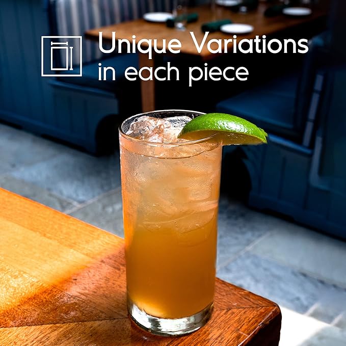 Clear 20 oz Tall Iced Tea Glasses (set of 6), Hand Blown Mexican Glassware, Recycled Glass Drinking