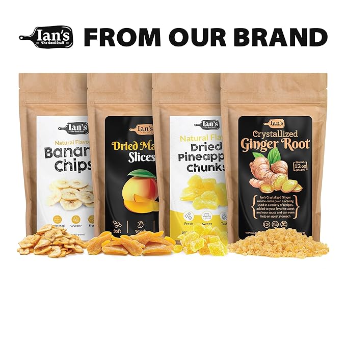 IAN's Premium Dried Mango Slices (2lbs) - Dry Mango Chunks - Healthy Dried Fruit Snacks for Adults