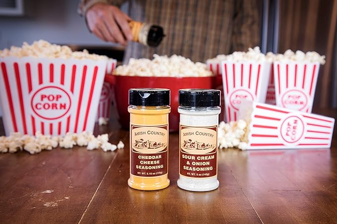 Amish Country Popcorn | Seasoning Variety Pack | Sour Cream and Onion & Cheddar Cheese Popcorn