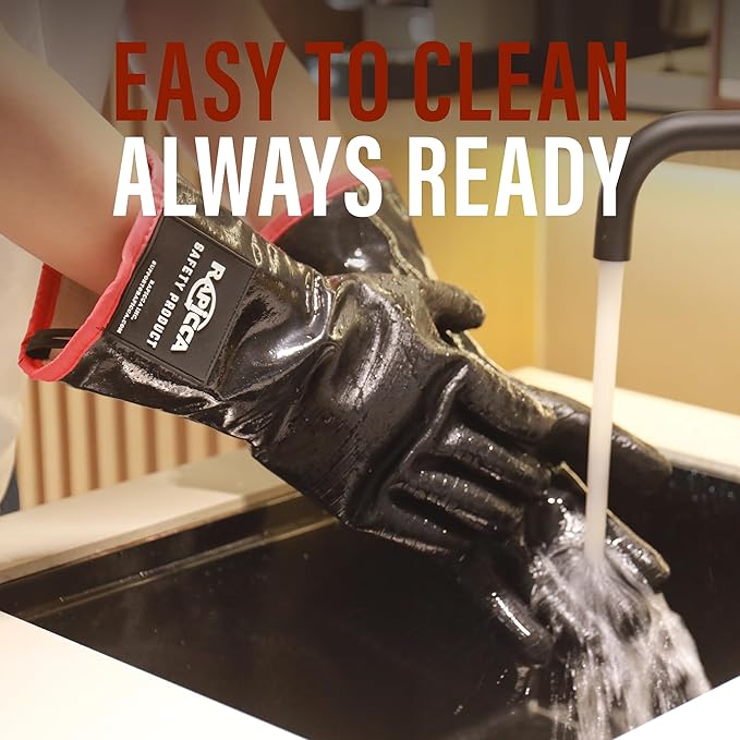 RAPICCA 932°F Heat Resistant BBQ Grill Gloves: Oil Resistant Waterproof for Smoking Grilling