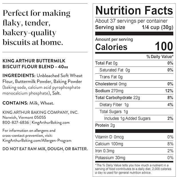 King Arthur Baking Company Buttermilk Biscuit Flour Blend, Unbleached Flour, Aluminum Free, Non-GMO