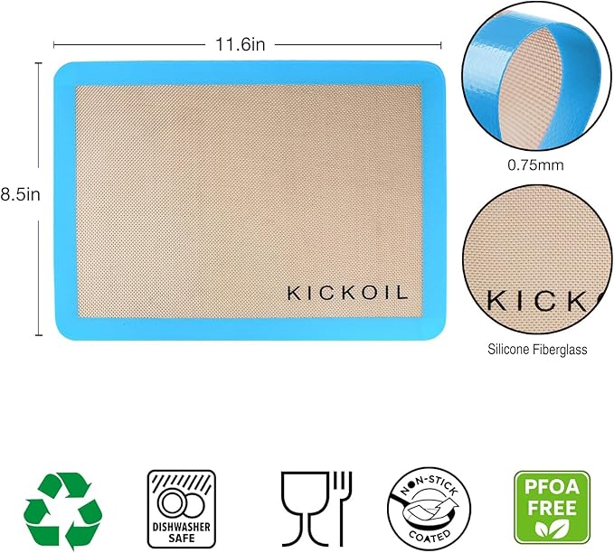 Small Silicone Baking Mats Quarter Sheet Non Stick Reusable Silicone Oven Liners, BPA Free, Food