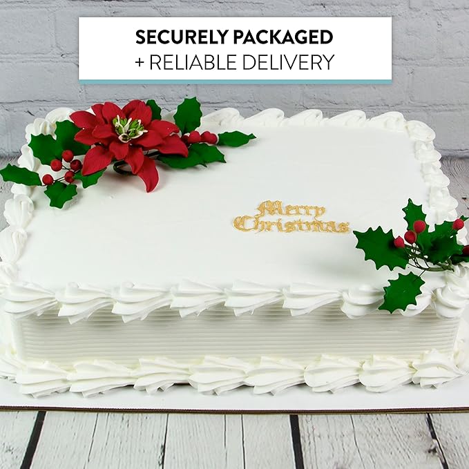 Global Sugar Art Large Poinsettia Christmas Kit Sugar Cake Flowers & Holly Leaf Sprays, 3 Piece Set