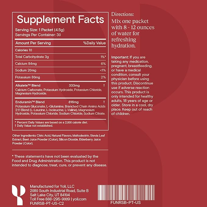 Yoli® Fun - Electrolyte Powder Packets - Hydration Powder Sugar-Free Electrolytes with Alkalete