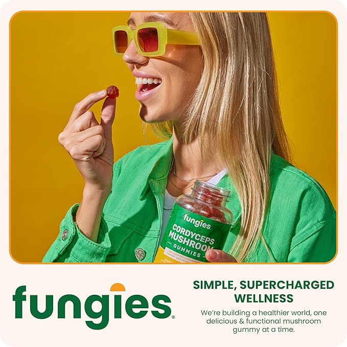 Fungies Cordyceps Mushroom Gummies, Mango & Pineapple Flavor - Mushroom Herbal Supplement Gummy for