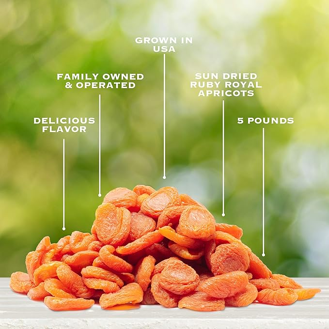 Traina Home Grown California Sun Dried Jumbo Ruby Royal Apricot Halves - SEASONAL/LIMITED