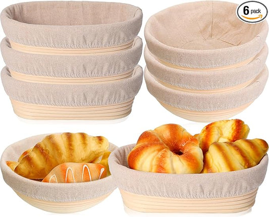 Geetery 6 Pack Bread Banneton Proofing Baskets 10 Inch Oval and 9 Inch Round Rattan Sourdough