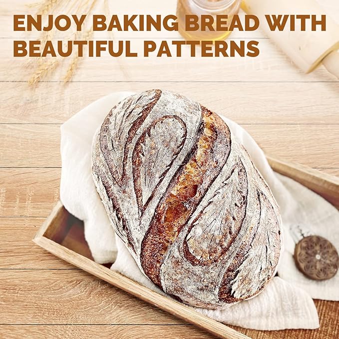 Rorecay Banneton Bread Proofing Baskets Set of 2, 10 Inch Oval Cane Sourdough Bread Rising Basket