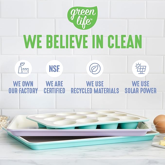 GreenLife Bakeware 18” x 13” Half Cookie Sheet Baking Pan, Non-Toxic PFAS-Free Healthy Ceramic
