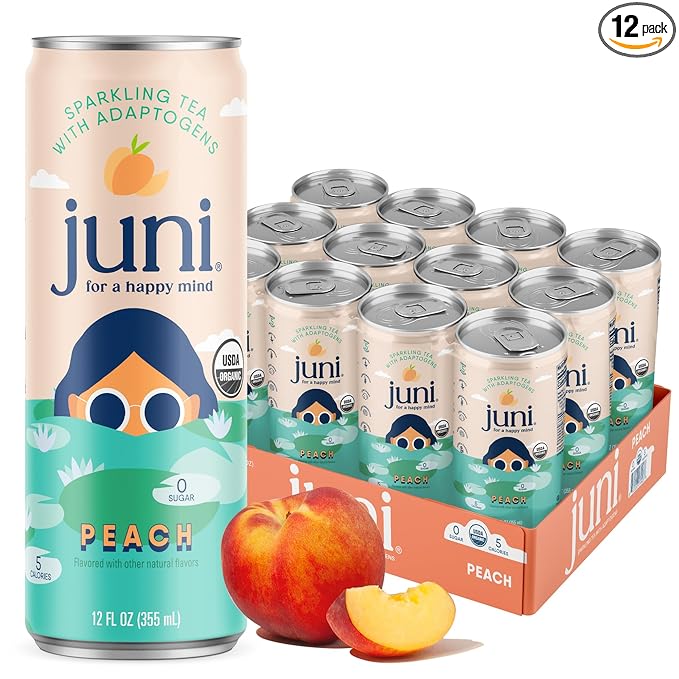 Juni Sparkling Adaptogen Drink with Ashwagandha, Lion’s Mane & Reishi Mushrooms | Green Tea for
