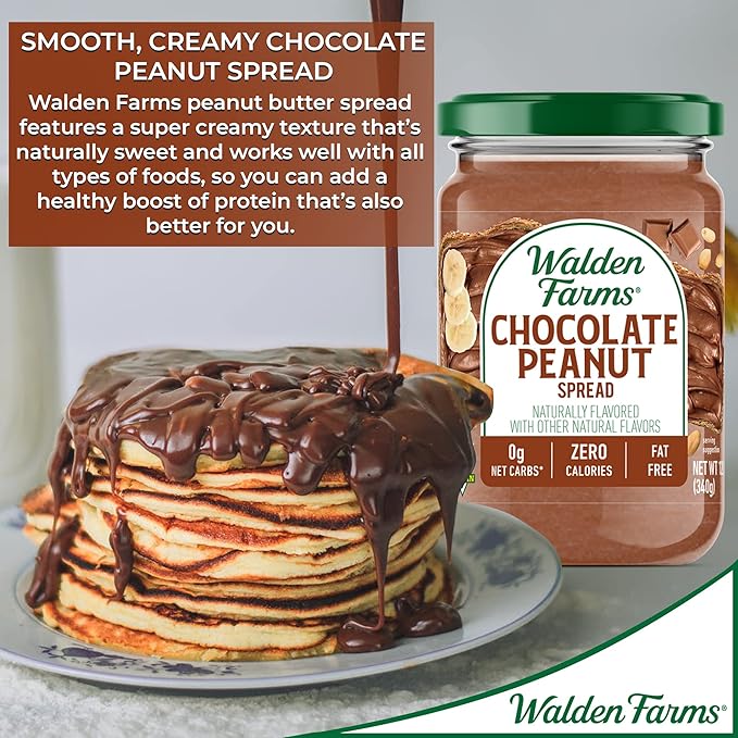 Walden Farms Chocolate Peanut Spread – Zero Calorie, Low Carb, Keto-Friendly, Vegan, Sugar-Free
