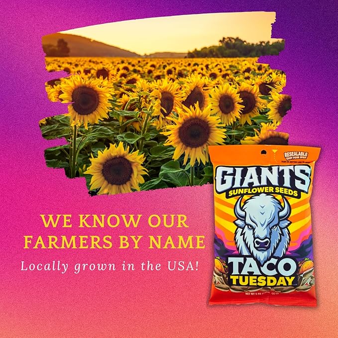 GIANTS Taco Tuesday Sunflower Seeds - Sunflower Seeds to Eat, High Protein Snack, Zesty Taco