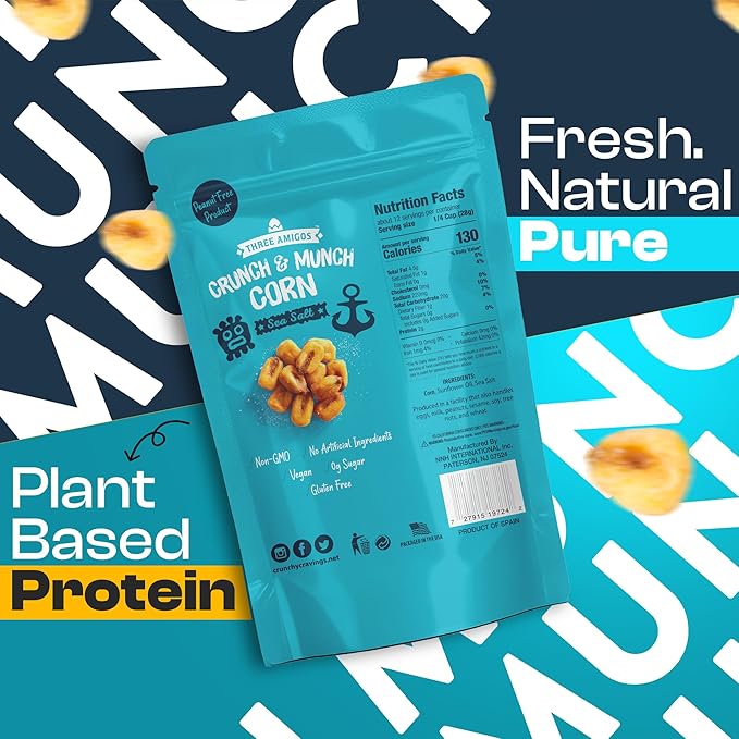 Three Amigos Corn Nuts Suger Free, 100% Vagan, Peanut Free Non-GMO (All Natural Ingredients)
