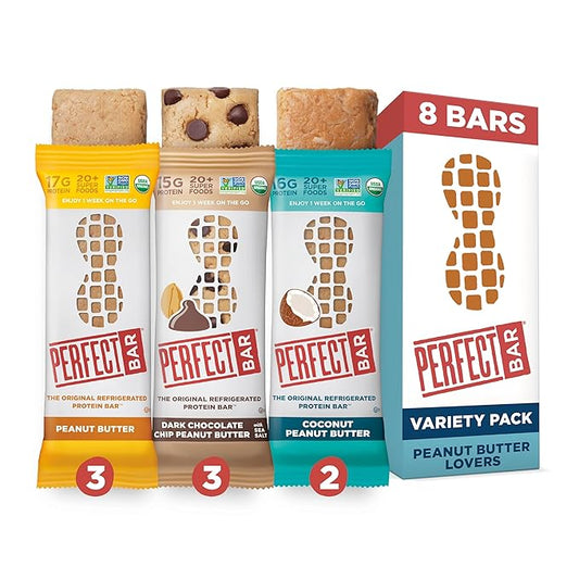 Perfect Bar Original Refrigerated Protein Bar, Peanut Butter Lover's Variety Bundle, 2.2 - 2.5