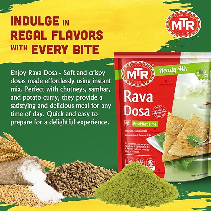 MTR Instant Rava Dosa Mix - Ready to Cook Authentic Indian Breakfast, Lunch, Dinner or Snack Meal