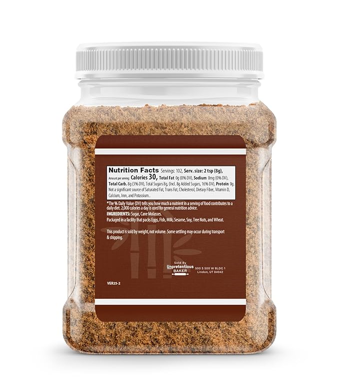 Unpretentious Dark Brown Sugar, Great for Baking, Rich Caramel Flavor, Sweetener (1.8 Pound)