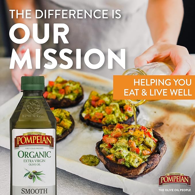 Pompeian USDA Organic Smooth Extra Virgin Olive Oil, Contains Polyphenols, First Cold Pressed, 16