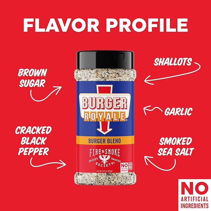 Fire & Smoke Burger Royale Burger Seasoning | BBQ Rub for Smoking and Grilling Meat | Beef, Pork