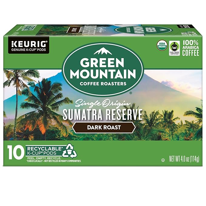 Green Mountain Coffee Roasters Sumatra Reserve, Keurig Single Serve K-Cup Pods, Dark Roast Coffee