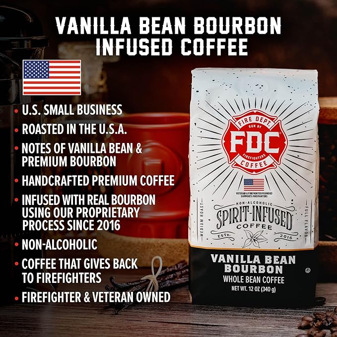 Fire Department Coffee - Vanilla Bourbon Coffee - Gives Back to Firefighters - Vanilla Bean Bourbon
