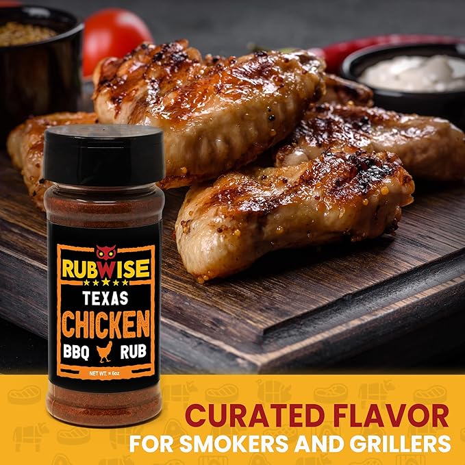 RubWise Texas Style BBQ Chicken Rub (1lb) No MSG | Premium Texan Barbecue Spices for Smoking and