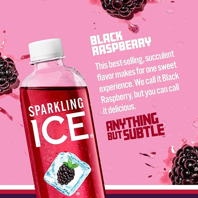 Sparkling Ice, Black Raspberry Sparkling Water, Zero Sugar Flavored Water, with Vitamins and