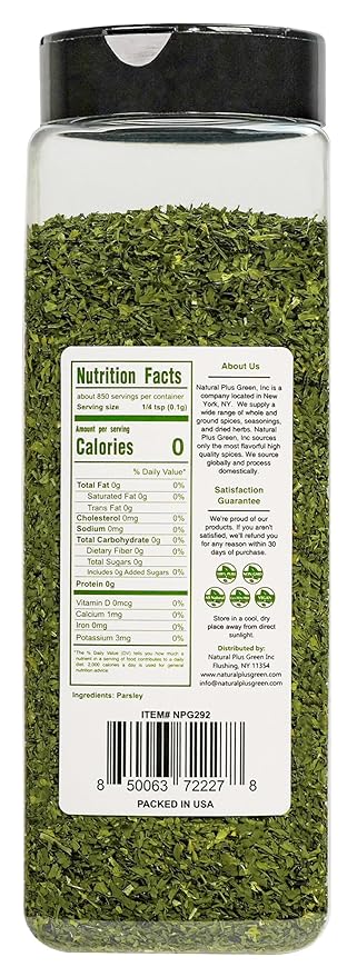 NPG Freeze-Dried Parsley Flakes 3 Oz, Dehydrated Chopped Parsley for Cooking, Soups, Pasta, and