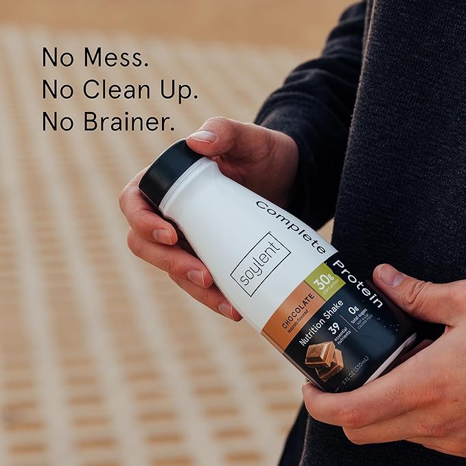 Soylent Complete Protein Shake, Chocolate, 30g Protein, Vegan, Dairy Free and 0g Sugar, Ready to
